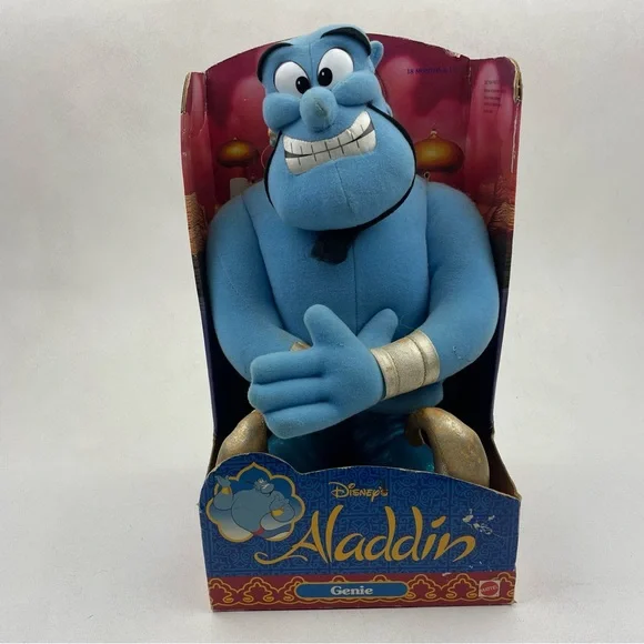 NIB VTG 1992 Disney Aladdin Genie Stuffed Plush Toy, Lamp Mattel